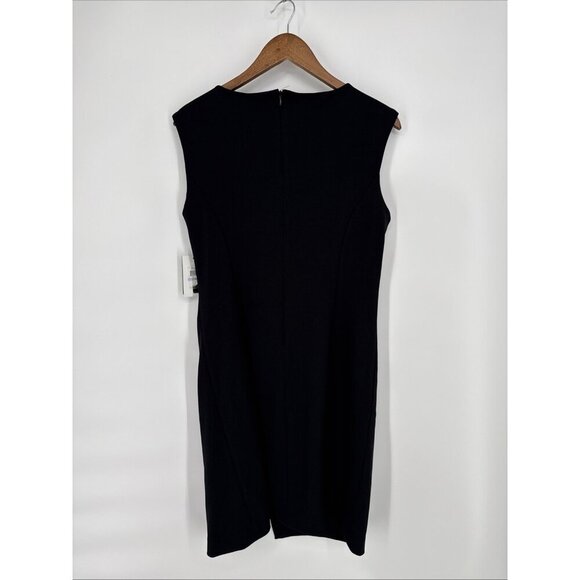 New DKNY Women's Size 6 Black Scuba Crepe Contrast Round Neck Sleeveless Dress - Picture 7 of 11